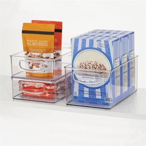 img 2 attached to 🍽️ 4 Pack of Clear mDesign Plastic Kitchen Organizer Bins with Handles - Ideal for Pantry, Cupboard, Cabinet, Fridge/Freezer, Shelves, and Counter - Perfect for Organizing Canned Food, Snacks, Drinks, and Sauces