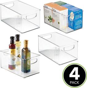 img 3 attached to 🍽️ 4 Pack of Clear mDesign Plastic Kitchen Organizer Bins with Handles - Ideal for Pantry, Cupboard, Cabinet, Fridge/Freezer, Shelves, and Counter - Perfect for Organizing Canned Food, Snacks, Drinks, and Sauces