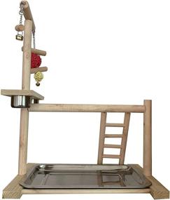 img 2 attached to 🐦 Enhance Your Bird's Habitat with the NAPURAL WYunpets Bird Playground - The Ultimate Parrot Play Gym with Feeder Seed Cups, Chew Toys, Ladder, and More!