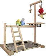 🐦 enhance your bird's habitat with the napural wyunpets bird playground - the ultimate parrot play gym with feeder seed cups, chew toys, ladder, and more! логотип