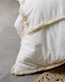img 2 attached to 🛏️ Boho Queen Size Comforter Duvet Cover - Flber Ivory Tufted Bedding, 86in x 90in