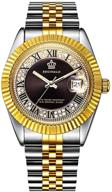 🕶️ stylish reginald men's women's gold stainless steel watch with black diamonds, dila quartz, and date wristwatch - 38mm (black) logo