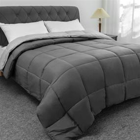 img 4 attached to Viewstar Gray Comforter: Lightweight All Season Queen Bed Duvet Insert for Optimal Comfort