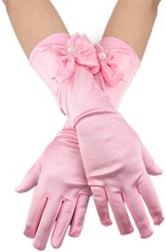 img 2 attached to Длинные атласные перчатки для девочек с пальчиками-бантами для праздничных мероприятий от Greenmoe - Улучшенная SEO