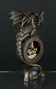 img 2 attached to Captivating Veronese Design Steampunk Dragon Bronze Finish Clock – Functional Table Décor with Moving Clockworks