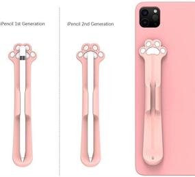 img 2 attached to 🐾 LOVE MEI Removable Silicone Holder for Apple Pencil 1st/2nd Generation - Strong Adhesive Cat's Paw Silicone Holder Sticker with Magnetic Attach - Pink Paw - Optimized for iPad Stylus Pens