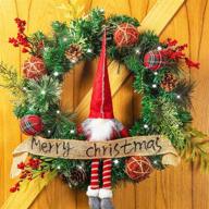 🎄 22 inch outdoor christmas wreath: festive original design with 30 lights, abundant pinecone berries, ornaments, and gnome – perfect outdoor christmas decoration логотип