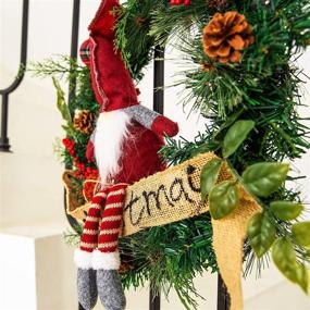 img 2 attached to 🎄 22 Inch Outdoor Christmas Wreath: Festive Original Design with 30 Lights, Abundant Pinecone Berries, Ornaments, and Gnome – Perfect Outdoor Christmas Decoration