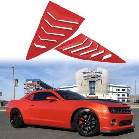 img 4 attached to Side Window Louvers Cover Fit For Chevy Chevrolet Camaro 2010-2015 ABS Window Visor Sun Shade Cover Vent (Red)