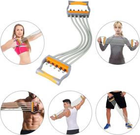 img 3 attached to 💪 Adjustable Chest Expander with 5 Tubes for Arm Training - Exercise Resistance Bands for Home Fitness, Muscle Building