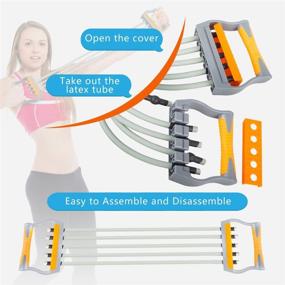 img 1 attached to 💪 Adjustable Chest Expander with 5 Tubes for Arm Training - Exercise Resistance Bands for Home Fitness, Muscle Building