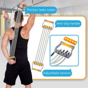 img 2 attached to 💪 Adjustable Chest Expander with 5 Tubes for Arm Training - Exercise Resistance Bands for Home Fitness, Muscle Building