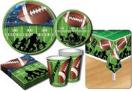🏈 complete football party supplies set for 20 - plates, napkins, cups, table covers (82 pieces total) logo