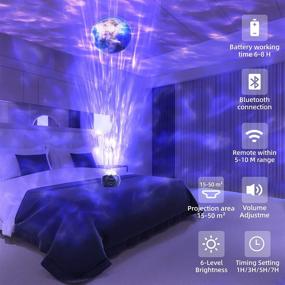 img 2 attached to 🌌 Galaxy Star Projector Night Light: Bedroom Ceiling Planet Projector, Bluetooth LED Skylight, Starry Lamp with Remote, Sound Activated Space Night Lights for Kids Room