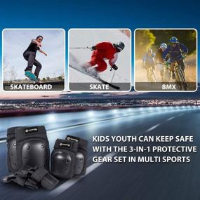 img 1 attached to 🛴 Adjustable Kids Youth Helmet and Protective Gear Set for Skateboarding, Cycling, Roller Skating, and Scootering - Includes Knee Pads, Elbow Pads, and Wrist Guards - Suitable for 3~14-Year-Old Boys and Girls - Purpol Kids Sports Gear Set