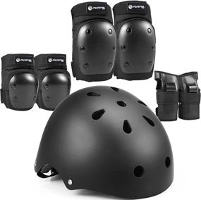 img 4 attached to 🛴 Adjustable Kids Youth Helmet and Protective Gear Set for Skateboarding, Cycling, Roller Skating, and Scootering - Includes Knee Pads, Elbow Pads, and Wrist Guards - Suitable for 3~14-Year-Old Boys and Girls - Purpol Kids Sports Gear Set