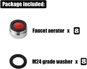 img 1 attached to 💧 Bathroom Faucet Aerator Replacement Parts Set of 8 with Brass Shell, 2.2 GPM Flow Restrictor Insert, 15/16-Inch or 24mm Male Threads, Efficient Chrome Nozzle for Superior Spraying Performance