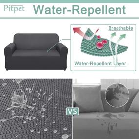 img 2 attached to 🛋️ Pitpet Upgraded Water-Repellent Sofa Cover for 3 Cushion Couch - Thickened Couch Slipcover for Ultimate Furniture Protection from Kids and Pets (Large, Grey)