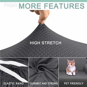 img 1 attached to 🛋️ Pitpet Upgraded Water-Repellent Sofa Cover for 3 Cushion Couch - Thickened Couch Slipcover for Ultimate Furniture Protection from Kids and Pets (Large, Grey)