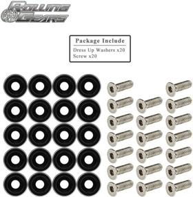 img 3 attached to 🚘 Enhance Your Vehicle's Style with Rolling Gears JDM 20-Piece CNC Billet Aluminum Fender Washer/Engine Dress Up Washer Kit in Black