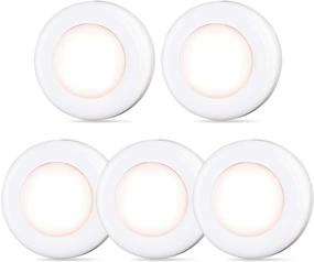 img 4 attached to 🌟 STAR-SPANGLED Tap Lights - Portable Mini Night Touch LEDs for Cabinets, Closets, Kitchen - Battery Operated & Wireless - Warm White - 5 Pack