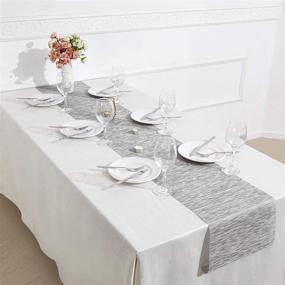img 1 attached to 🏞️ Dolopl 12x72 Outdoor Table Runner - Grey Non-Slip, Heat Resistant, Easy to Clean - Modern Farmhouse Kitchen Table Runner for Patios, Family Dinner, Office, and Kitchen Table
