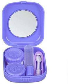 img 1 attached to 👁️ Purple Small Size Cafurty Mini Travel Contact Lens Case Kit Holder Mirror Box