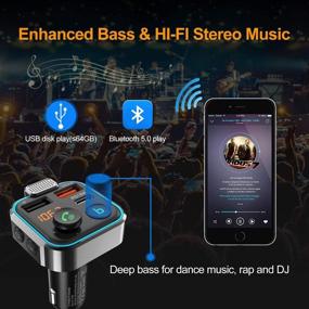 img 3 attached to 📻 BD&amp;M Bluetooth FM Transmitter: Wireless Car Adapter with MP3 Music Player, Quick Charging, Hands-Free Stereo Bass, and 3 USB Ports