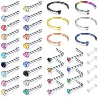 💎 incaton nose rings - 33pcs 22g 316l surgical stainless steel nose ring studs for body piercing jewelry logo