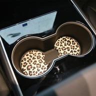 🐆 ailun car coasters for drinks absorbent, cute car coasters for women, cup holder coasters with fingertip grip, auto accessories for women & lady, pack of 2 (snow leopard) logo