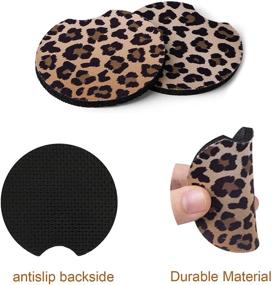 img 2 attached to 🐆 Ailun Car Coasters for Drinks Absorbent, Cute Car Coasters for Women, Cup Holder Coasters with Fingertip Grip, Auto Accessories for Women & Lady, Pack of 2 (Snow Leopard)