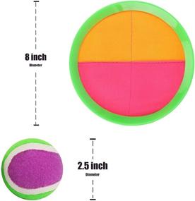 img 1 attached to 🎾 U&amp;C Toss and Catch Ball Set: Paddle Ball and Catch Game for Kids and Adults - Beach, Yard, Lawn, Outdoor, and Indoor Fun - Includes 2 Sticky Paddles, 2 Balls, and 1 Bag