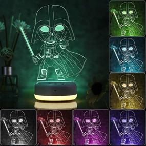 img 1 attached to 3D Star Wars Night Light for Kids - 3 Patterns & 16 Color Change Decor Lamp - Warm White Sleep Light - Best Star Wars Toys for Boys & Girls - Birthday & Christmas Gifts for Star Wars Fans