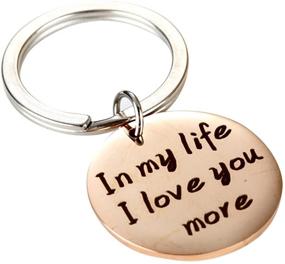 img 1 attached to 💑 Meiligo Couple's Gift Key Chain Set - 'In My Life' & 'I Love You More' Pendant Key Chains