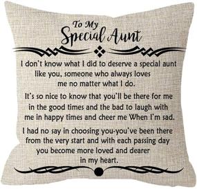 img 3 attached to 18x18 inches Decorative Square Cushion Cover for Special Aunt - ITFRO Great Aunt Gift from Niece/Nephew - Body Cream Burlap Sofa Throw Pillow Case for Couch Decoration