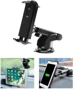 img 4 attached to 🚗 Universal Car Tablet Mount Holder - Dashboard Windshield Tablet Stand Cell Phone Holder for iPad Pro/Air/Mini, iPhone, Galaxy Tab, and More - Compatible with 4.7-10.5" Devices - Suction Cup Mount