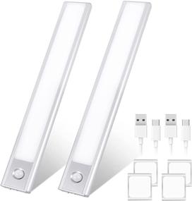 img 4 attached to 🔦 54 LED Motion Sensor Cabinet Lights: Wireless Rechargeable LED Night Light Bars for Wardrobe, Kitchen, Stair, Hallway - 2 Packs