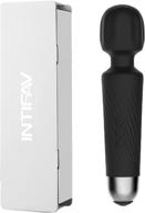 intifav rechargeable personal wand massager - silent, waterproof design - 20 patterns & 8 speeds - includes travel bag - for women & men tension relief, muscle, back, recovery - black логотип