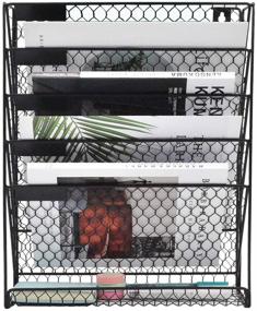 img 3 attached to Efficient Wall Organization: EASEPRES 6-Tier Metal Chicken Wire Wall File Holder in Black for Document Management and Storage