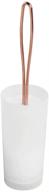 🚽 mdesign compact freestanding toilet bowl brush and holder - plastic bathroom storage, decorative steel handle and base, non-skid - sturdy, deep cleaning - white/rose gold logo