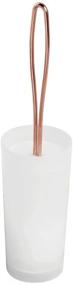 img 4 attached to 🚽 mDesign Compact Freestanding Toilet Bowl Brush and Holder - Plastic Bathroom Storage, Decorative Steel Handle and Base, Non-Skid - Sturdy, Deep Cleaning - White/Rose Gold