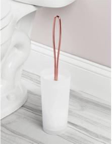 img 3 attached to 🚽 mDesign Compact Freestanding Toilet Bowl Brush and Holder - Plastic Bathroom Storage, Decorative Steel Handle and Base, Non-Skid - Sturdy, Deep Cleaning - White/Rose Gold