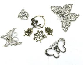 img 3 attached to 🦋 JIALEEY Large Butterfly Leaf Charms Beads Necklace Pendants DIY for Jewelry Making and Crafting, 29pcs Mixed Bronze and Silver