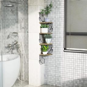 img 3 attached to 🌵 Alsonerbay Wall Mount Corner Shelves - 4 Tier Floating Wood Shelf for Stylish and Functional Storage in Any Room - Rustic Design with Solid Wooden Decor - Ideal for Bedroom, Living Room, Bathroom, Kitchen, and Office - Cactus Shelves Carbonized Black