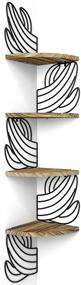 img 4 attached to 🌵 Alsonerbay Wall Mount Corner Shelves - 4 Tier Floating Wood Shelf for Stylish and Functional Storage in Any Room - Rustic Design with Solid Wooden Decor - Ideal for Bedroom, Living Room, Bathroom, Kitchen, and Office - Cactus Shelves Carbonized Black