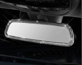 img 4 attached to 🚗 YUWATON Car Interior Trim Bling Accessories Rearview Mirror Rhinestone Decals for Mercedes Benz C300 GLC W205 2015-2019 (Fits C Class GLC 2015-2018)