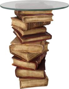 img 2 attached to Vintage Stacked Books End Table with Glass Top by Design Toscano - 21 Inch, Full Color