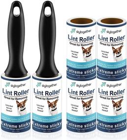 img 4 attached to Lint Rollers for Pet Hair, Clothes, Furniture, Carpet, Couch - Extra Sticky Lint Remover Pack with 2 Handles, 6 Roller Refills - Travel Size Cat Dog Hair Lint Roll - 64 Sheets/Roller (384 Sheets Total)