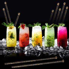 img 1 attached to 🍹 Pack of 120 Plastic Round Top Swizzle Sticks, 7.3 Inches - Crystal and Gold