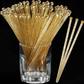 img 4 attached to 🍹 Pack of 120 Plastic Round Top Swizzle Sticks, 7.3 Inches - Crystal and Gold